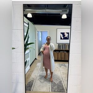 Pink Long Sleeve Sweater Dress ( Stretch)